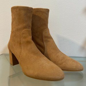 Stuart Weitzman Yuliana 60 Sock Boot Ankle Bootie Tan Women’s 37